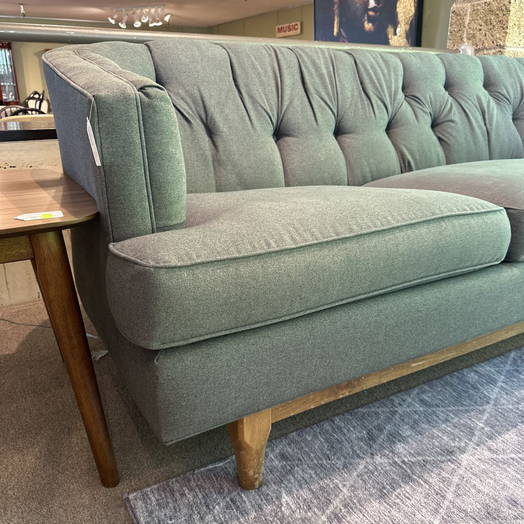 Contemporary Modern Tufted Grey 3 Seat Sofa (AS IS)