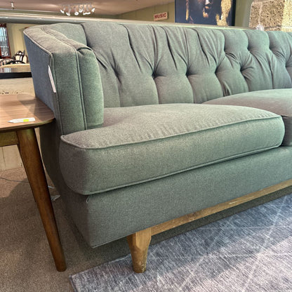 Contemporary Modern Tufted Grey 3 Seat Sofa (AS IS)