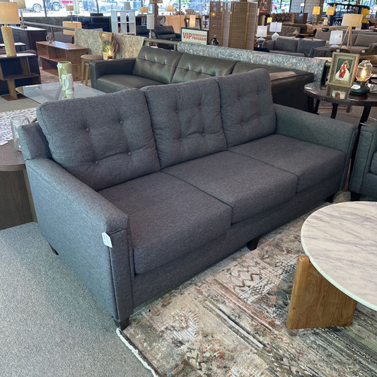 Apartment Size 3 Seat Tufted Grey Sofa U SOFAS