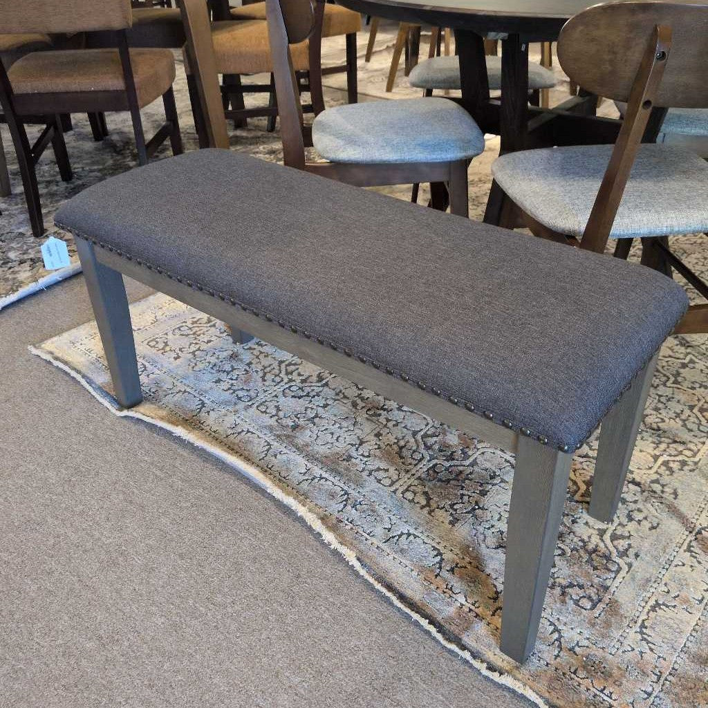 Rustic Grey Nailhead Bench