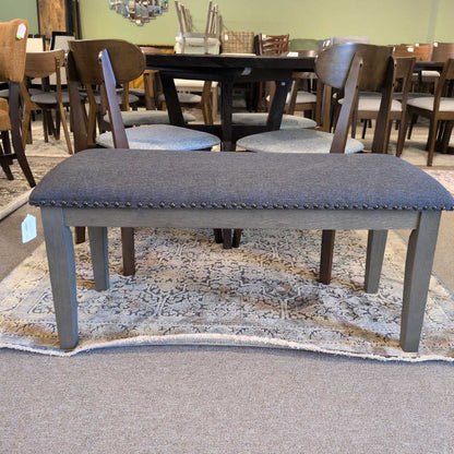 Rustic Grey Nailhead Bench