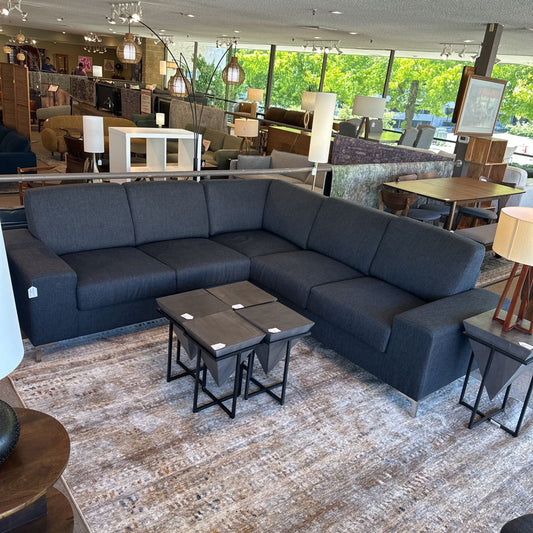 Modern Grey Corner Sectional w/Chrome Feet