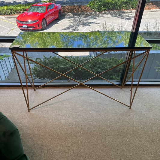 Geometric Base Stone Top Console C CONSOLE TABLES