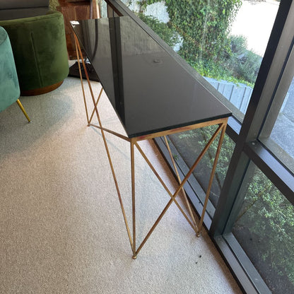 Geometric Base Stone Top Console C CONSOLE TABLES