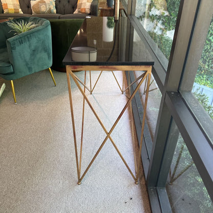 Geometric Base Stone Top Console C CONSOLE TABLES