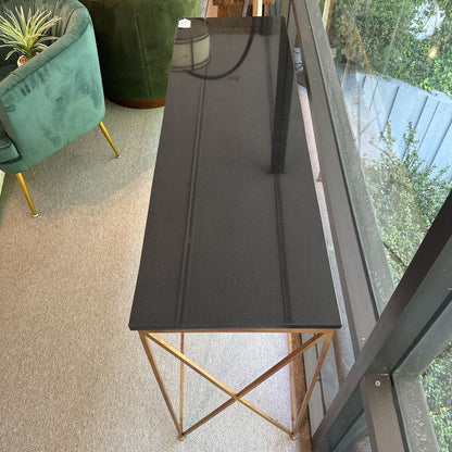 Geometric Base Stone Top Console C CONSOLE TABLES