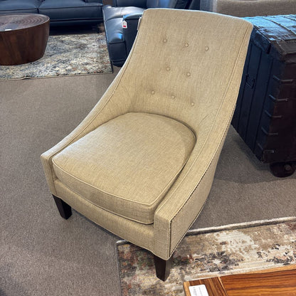 Tufted Beige Nailhead Accent Chair