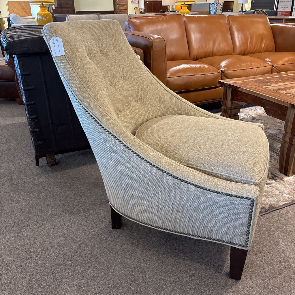 Tufted Beige Nailhead Accent Chair