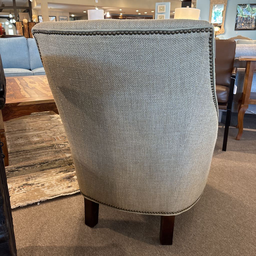 Tufted Beige Nailhead Accent Chair