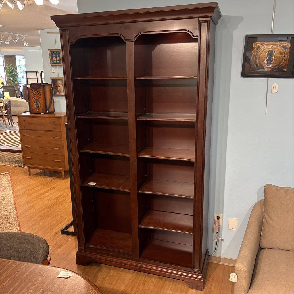 Large Dark Wood Bookcase w/Lighting