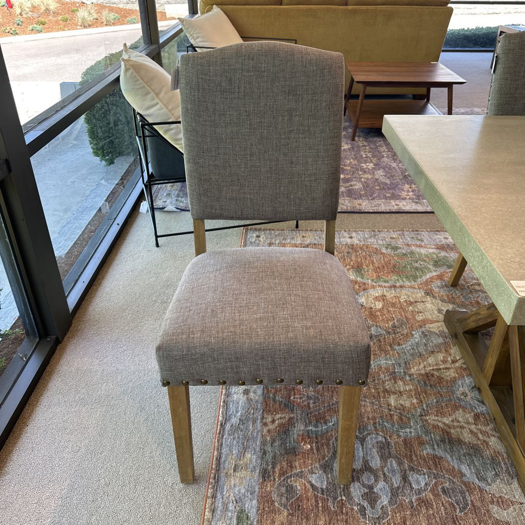 Rustic Nailhead Grey Upholstered Dining Chair (SET OF 6) C DINING CHAIRS