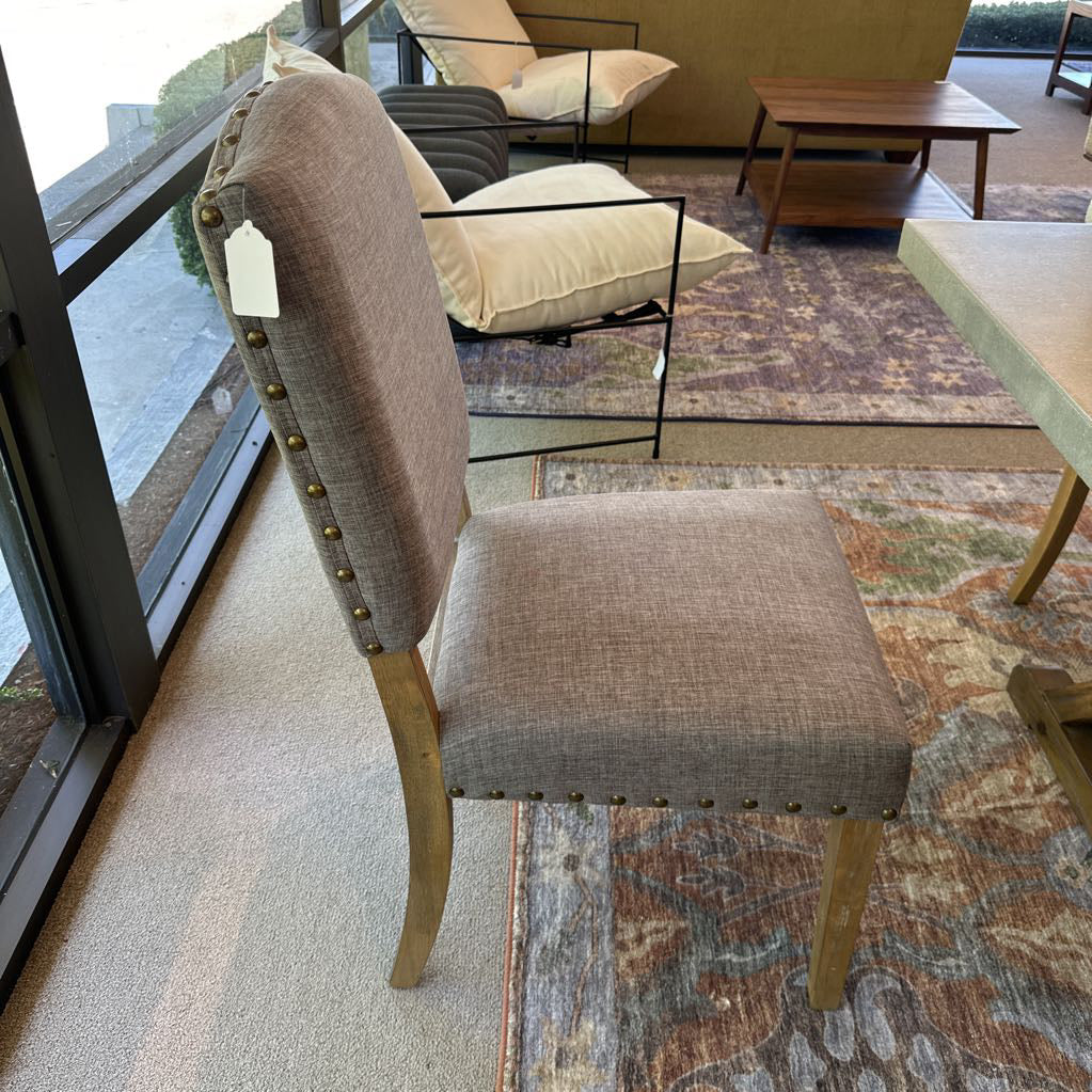 Rustic Nailhead Grey Upholstered Dining Chair (SET OF 6)