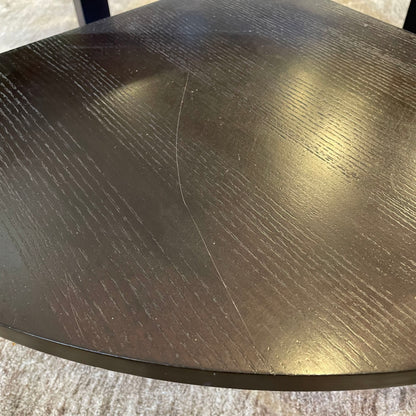 Round Dark Wood Glass Top Coffee Table w/ Removable Side Compartments