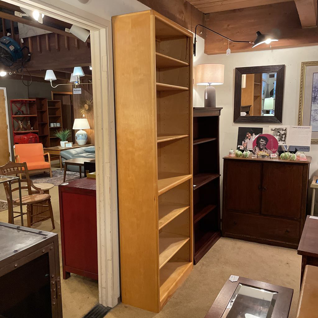 Vintage Tall Blonde Oak Bookcase C BOOKSHELVES