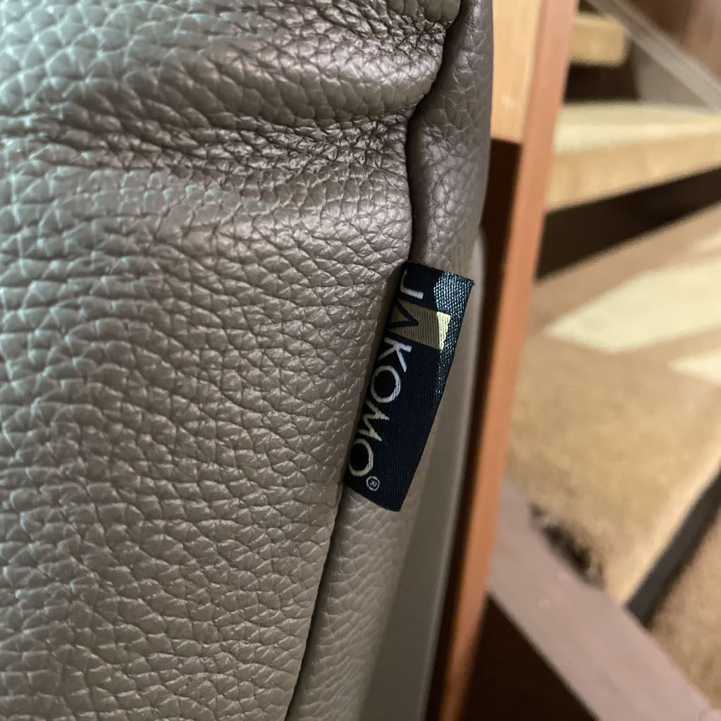 Jakomo Grey Tufted Leather Slanted Arm Sofa