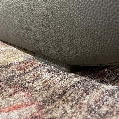 Jakomo Grey Tufted Leather Slanted Arm Sofa