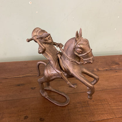 African Brass Warrior on Horseback 2PC