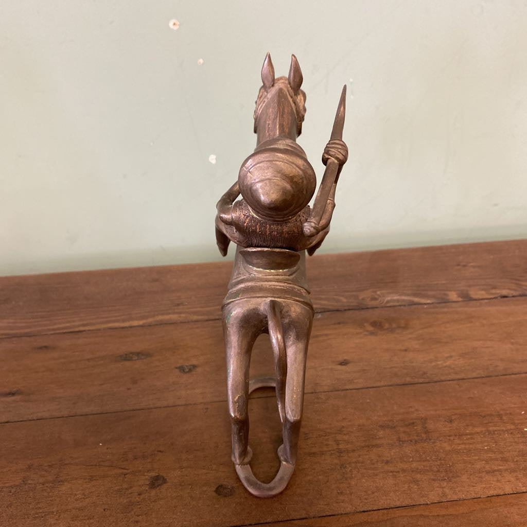 African Brass Warrior on Horseback 2PC