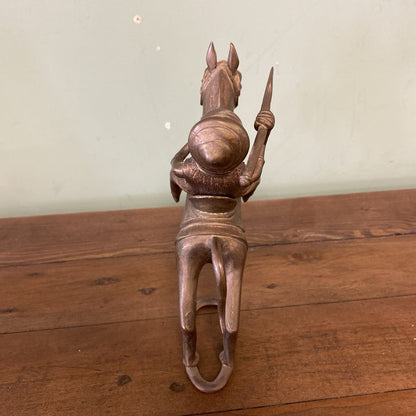 African Brass Warrior on Horseback 2PC