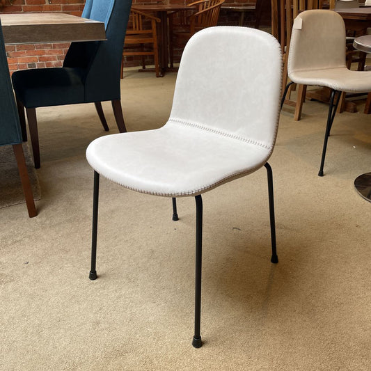 CB2 White Leather Dining Chairs SET of 2 C DINING CHAIRS