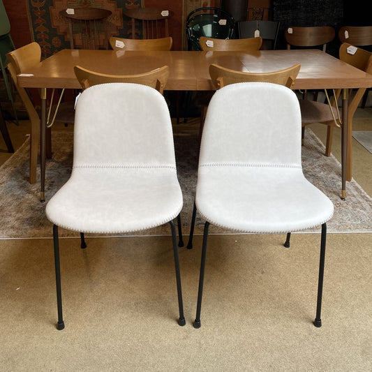 CB2 White Leather Dining Chairs SET of 2 C DINING CHAIRS