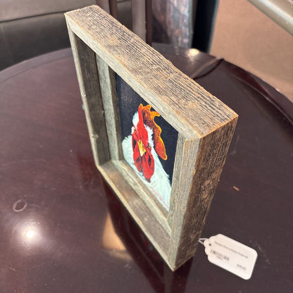 Rooster Print in Rustic Frame