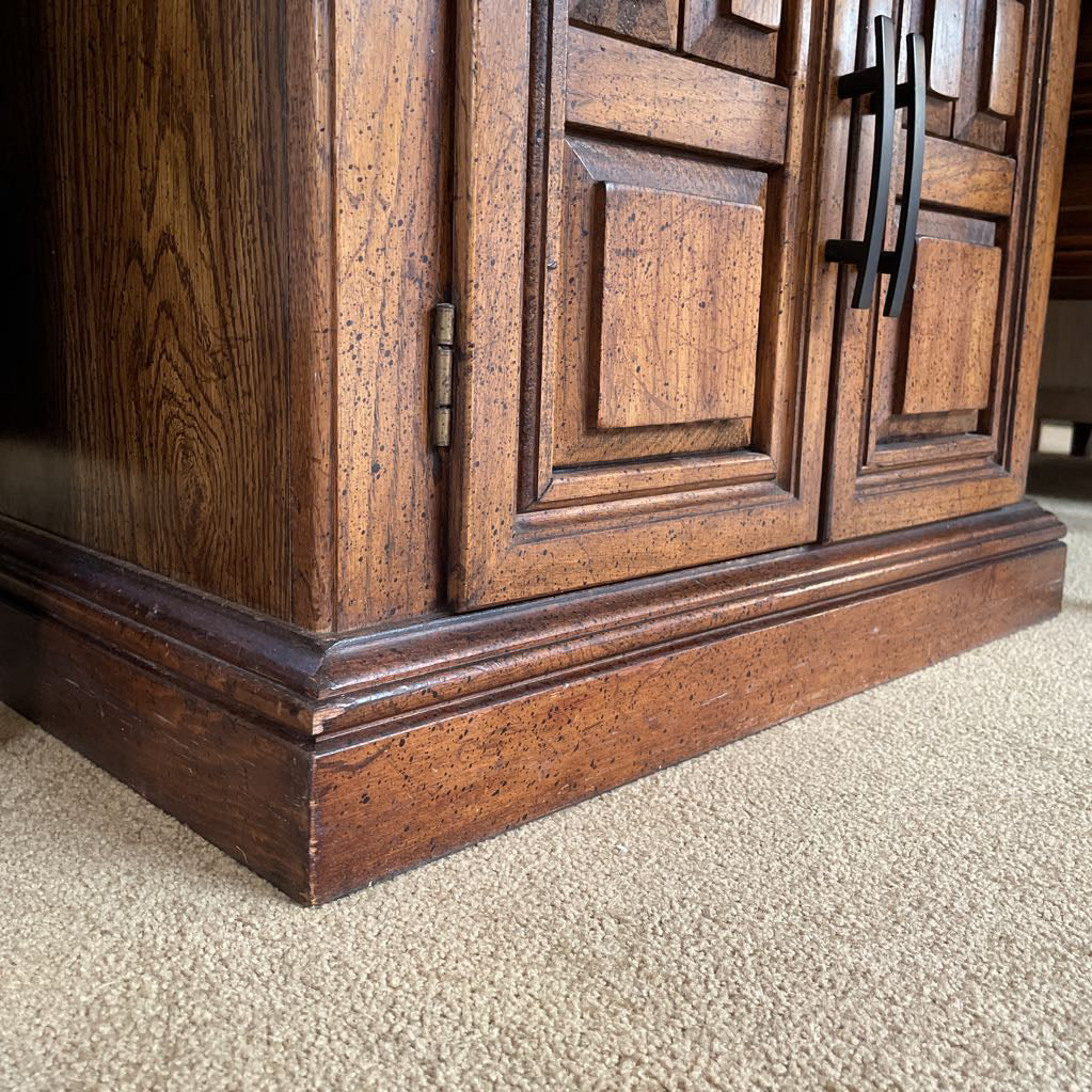 Wooden Spanish Revival 2 Door Nightstand