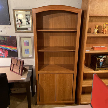 Oak 2 Drawer Arch Top Bookshelf C BOOKSHELVES