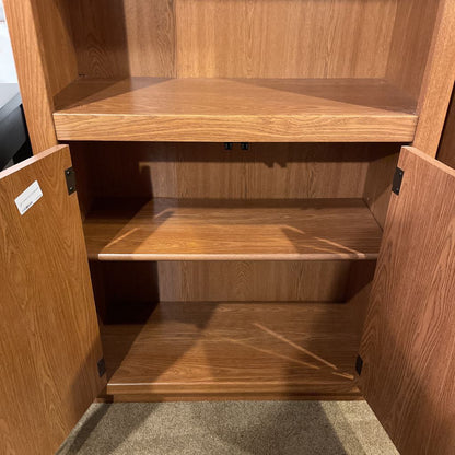 Oak 2 Drawer Arch Top Bookshelf C BOOKSHELVES