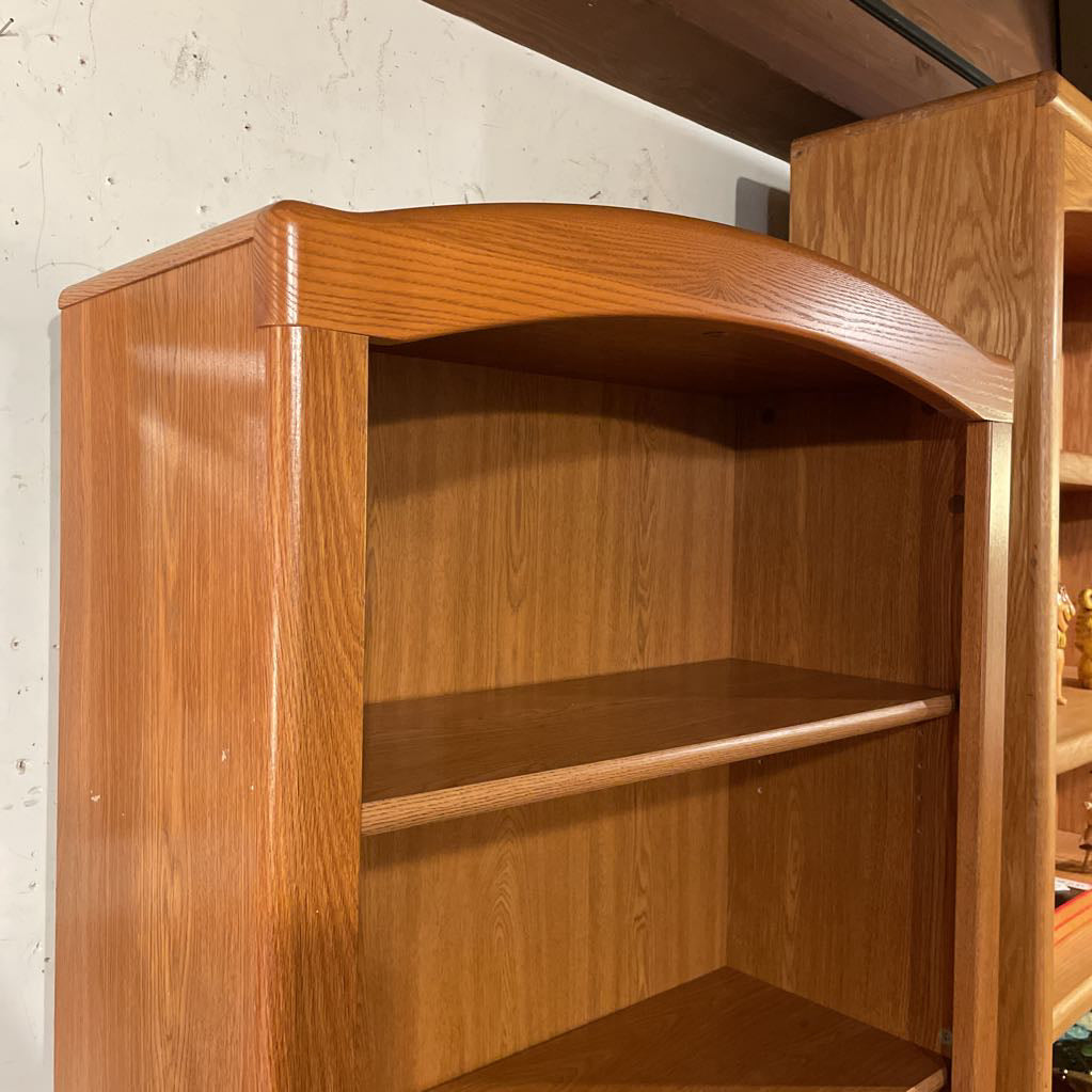 Oak 2 Drawer Arch Top Bookshelf C BOOKSHELVES