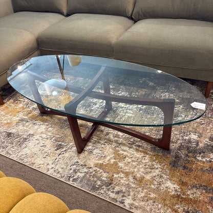MCM Bowtie Glass Top Coffee Table