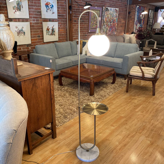 Glass Globe Brass Shelf Floor Lamp LAMPS