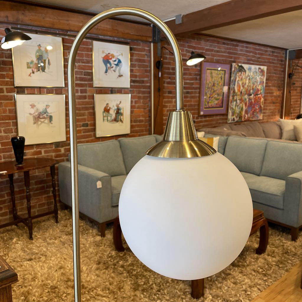 Glass Globe Brass Shelf Floor Lamp LAMPS
