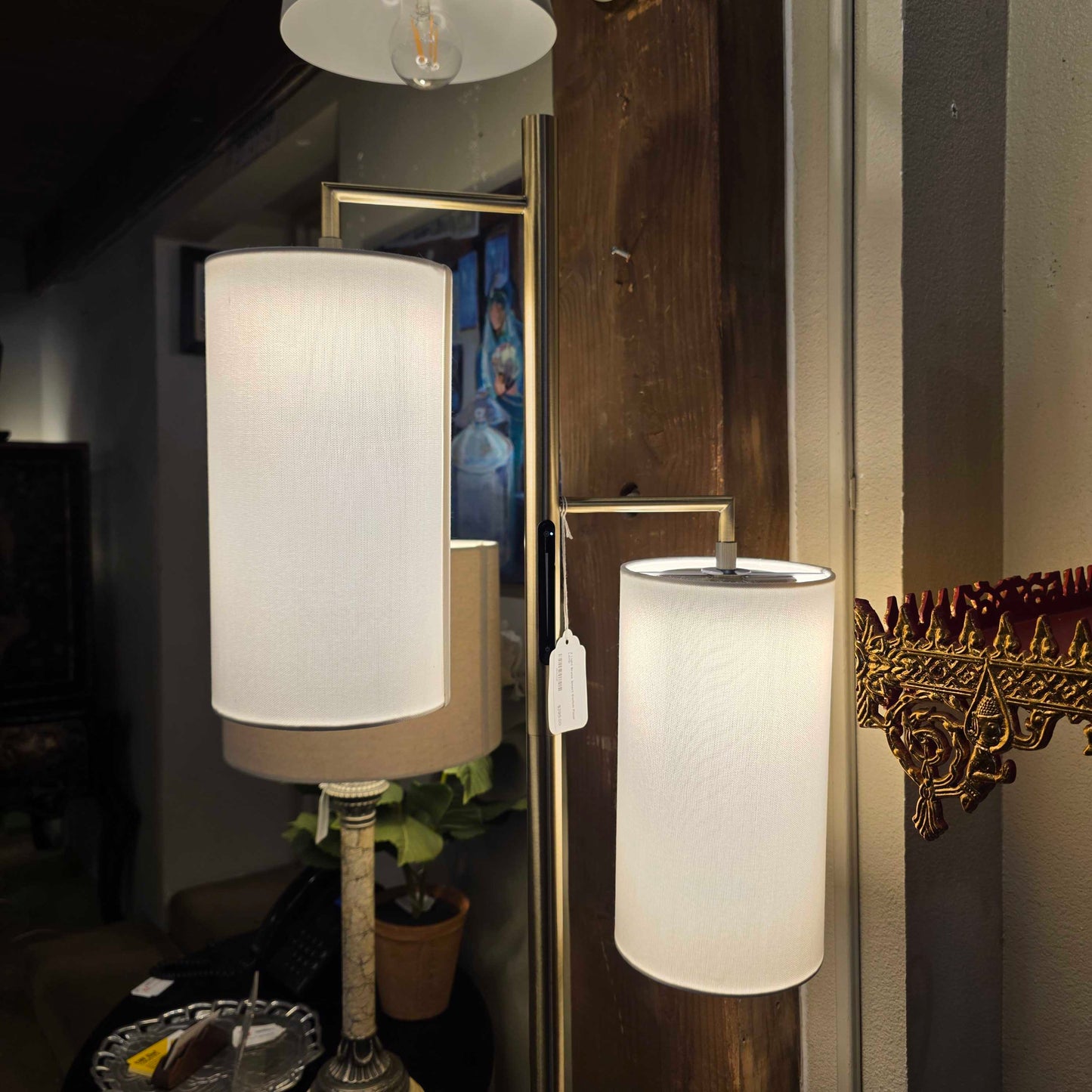 2 Light Brass Smart Switch Floor Lamp LAMPS