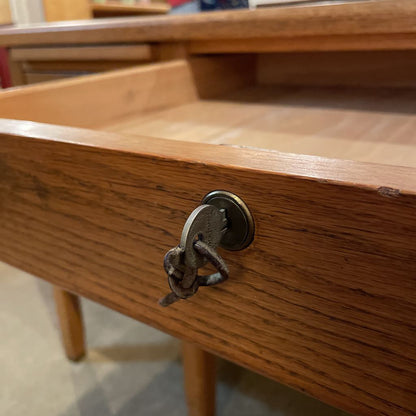 Vintage Oak Arts & Crafts 7 Drawer Desk