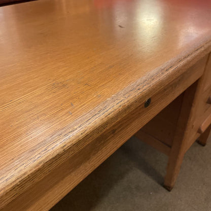 Vintage Oak Arts & Crafts 7 Drawer Desk