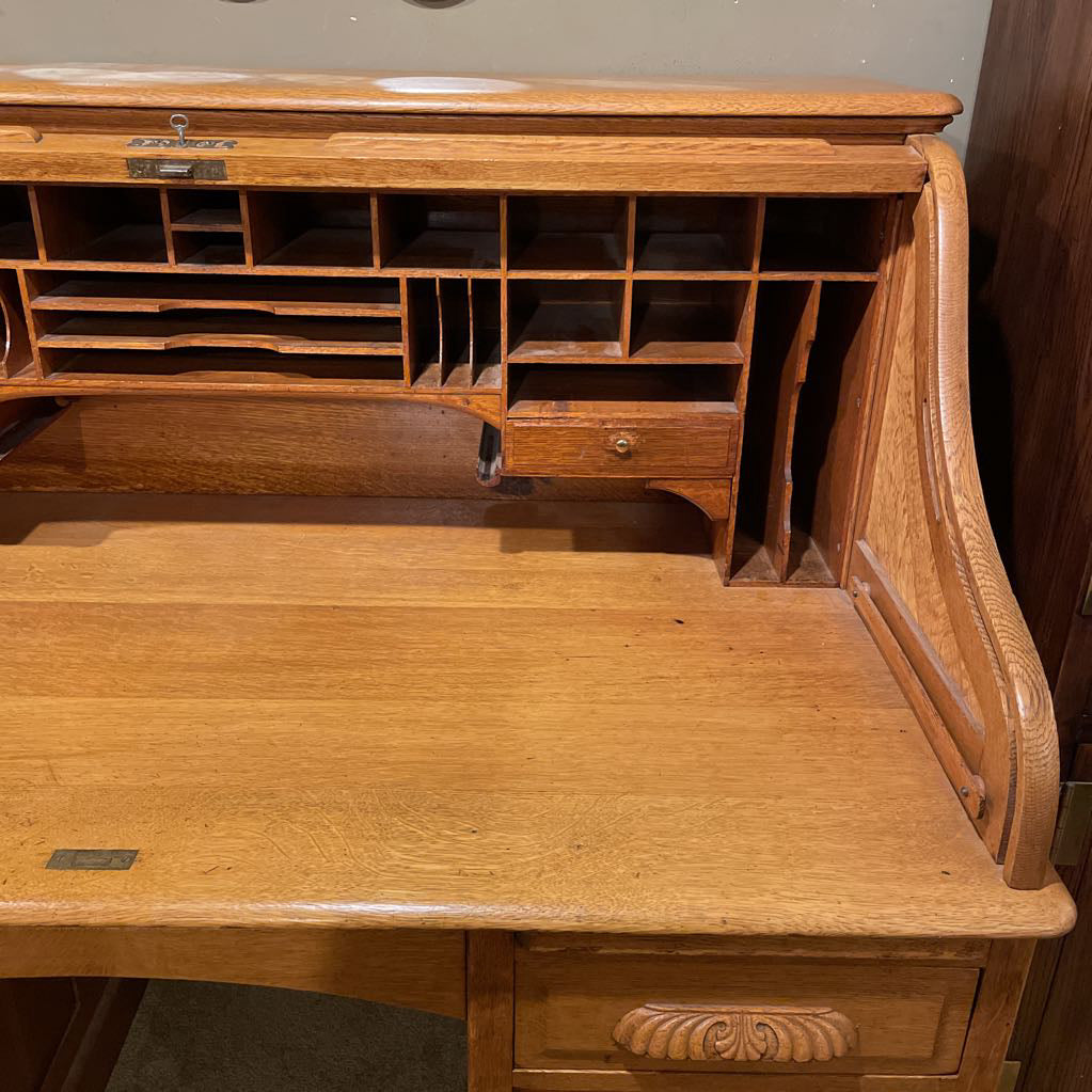 Large Oak Roll Top Desk