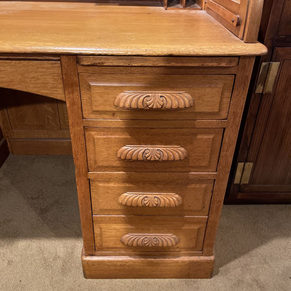 Large Oak Roll Top Desk