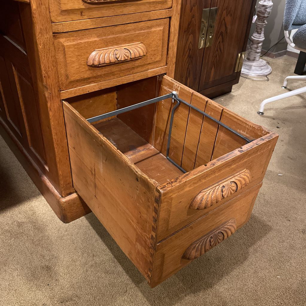 Large Oak Roll Top Desk C DESKS