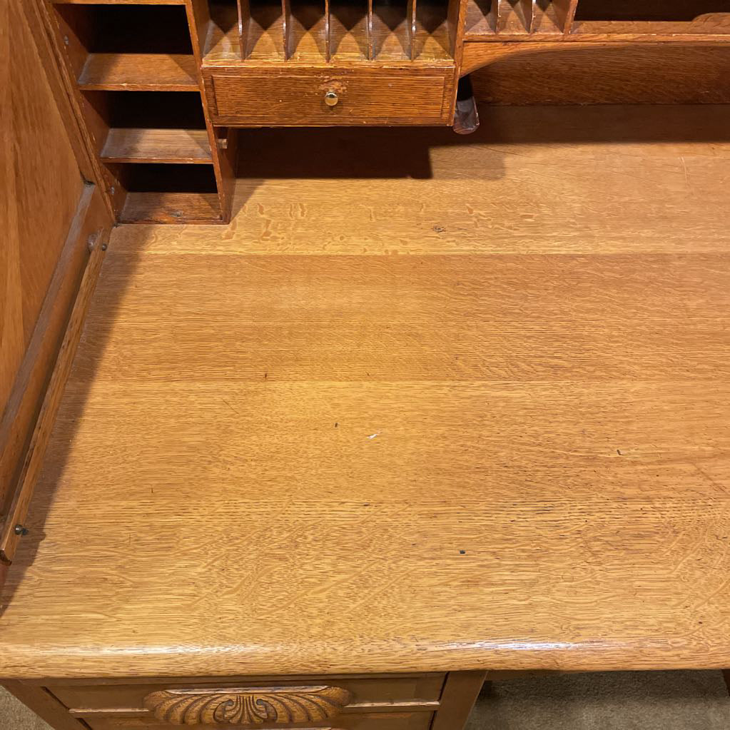 Large Oak Roll Top Desk C DESKS