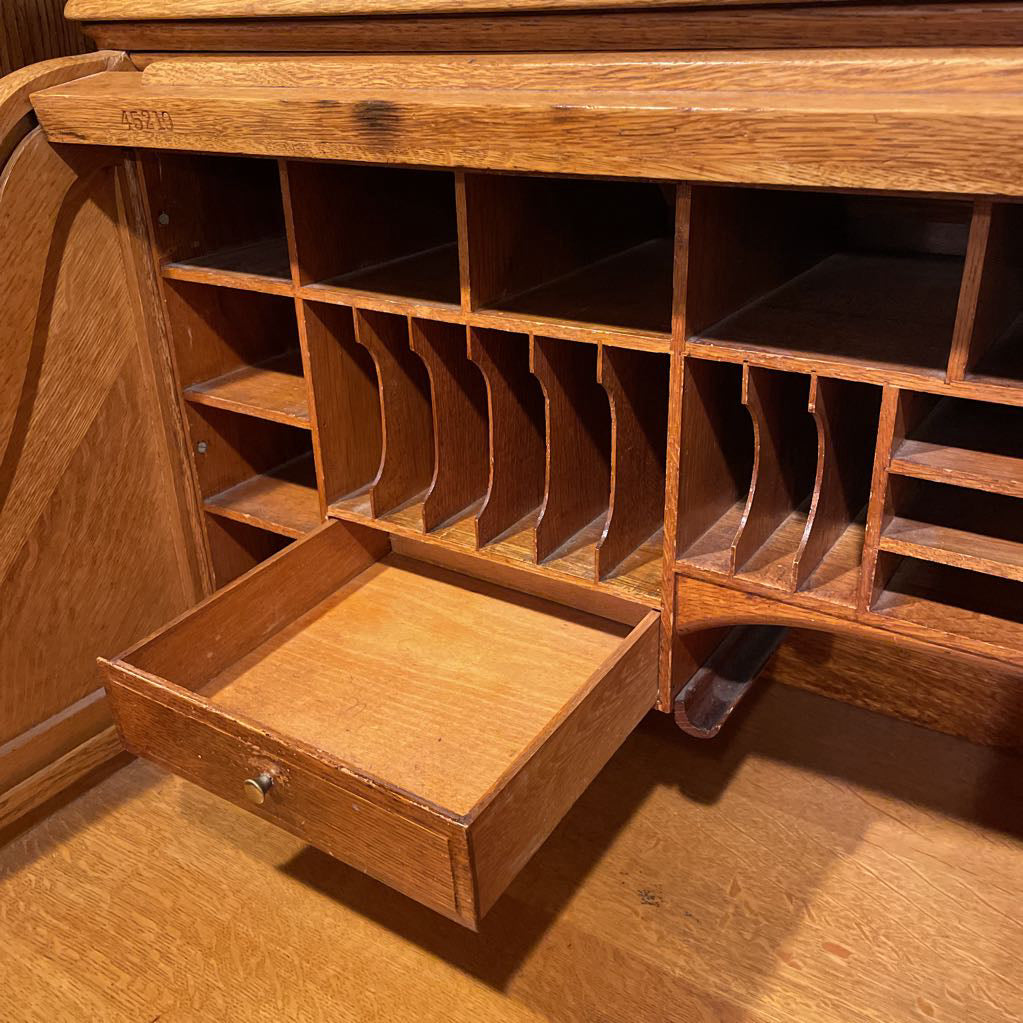 Large Oak Roll Top Desk C DESKS