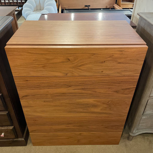Float Walnut Finish 5 Drawer Chest