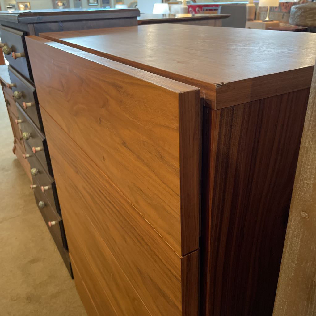 Float Walnut Finish 5 Drawer Chest