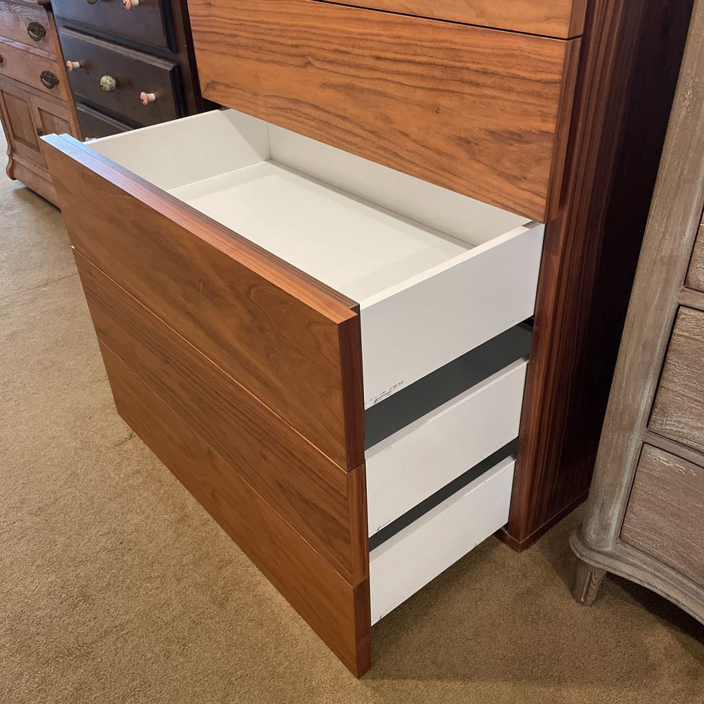 Float Walnut Finish 5 Drawer Chest