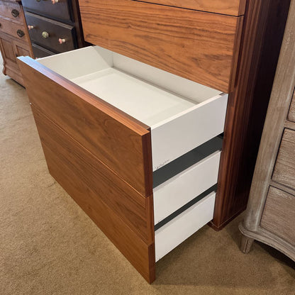 Float Walnut Finish 5 Drawer Chest