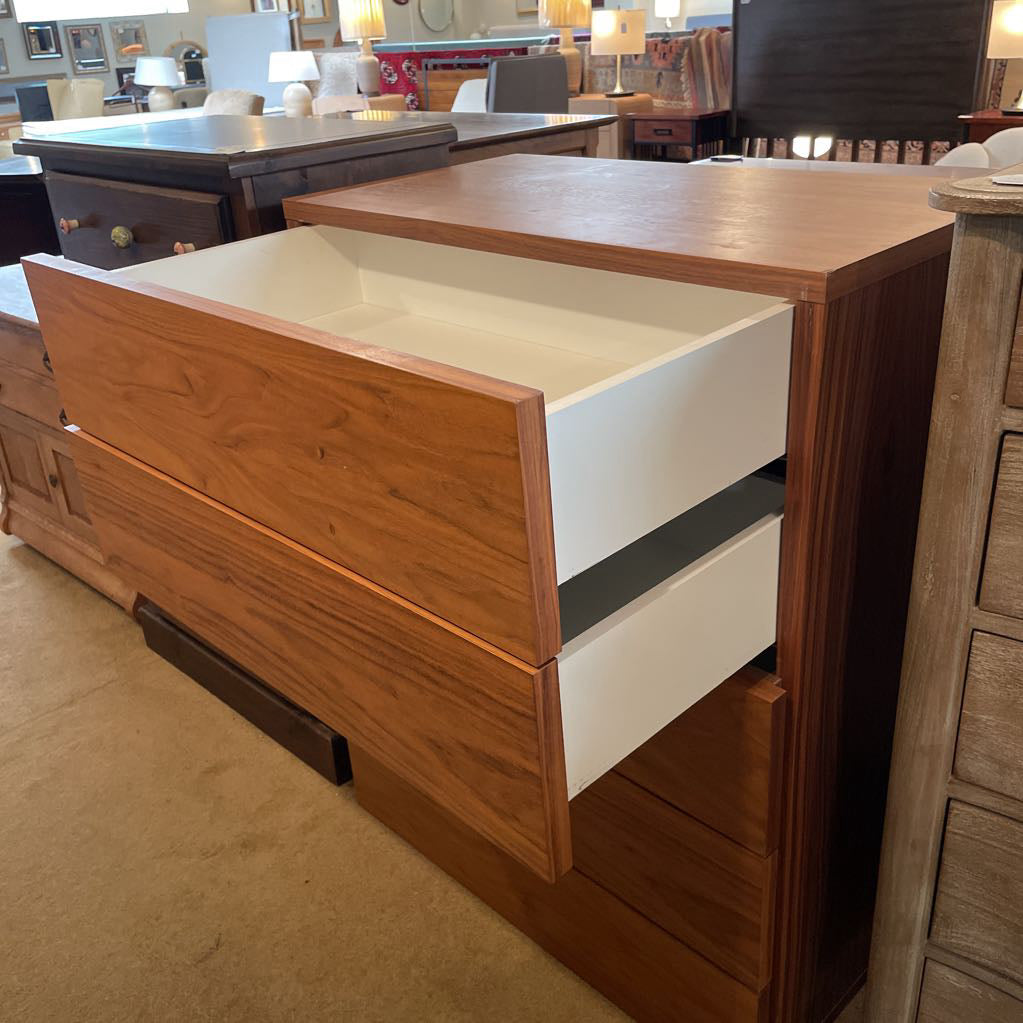 Float Walnut Finish 5 Drawer Chest