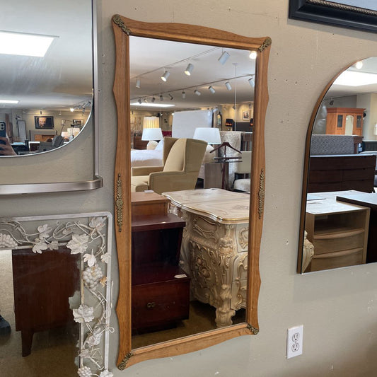 Henning Kjarnulf Oak Rectangular Mirror with Metal Details