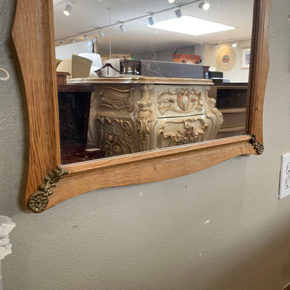 Henning Kjarnulf Oak Rectangular Mirror with Metal Details