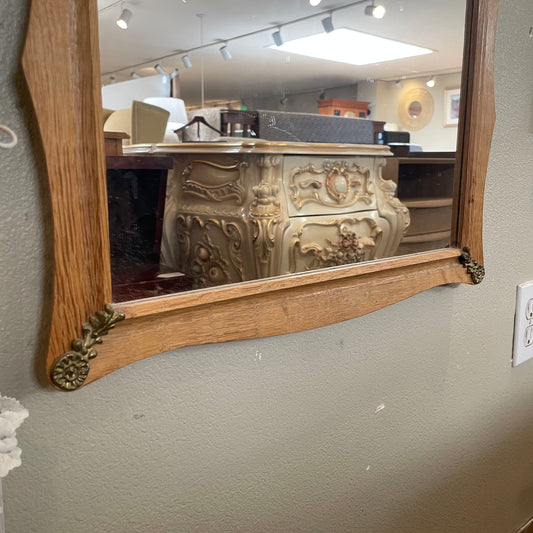 Henning Kjarnulf Oak Rectangular Mirror with Metal Details