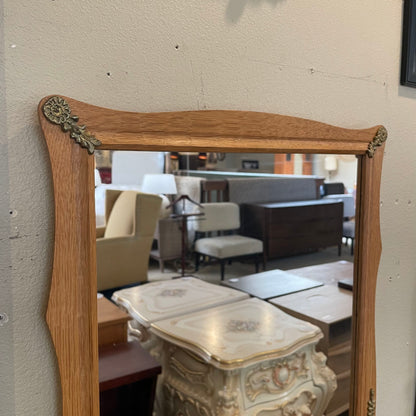 Henning Kjarnulf Oak Rectangular Mirror with Metal Details